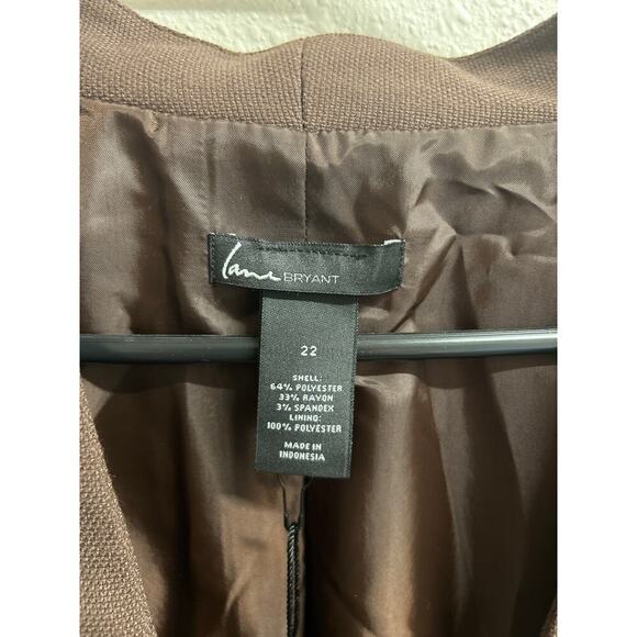 NWT Lane Bryant Hook Eye Tailored Brown Business Career Blazer $99 MSRP size 22 - Picture 2 of 10